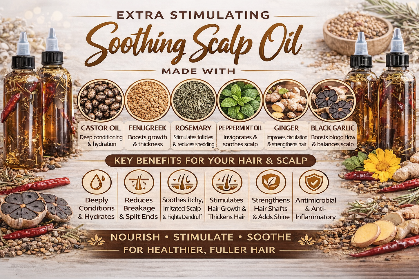 Extra stimulating soothing hair growth oil